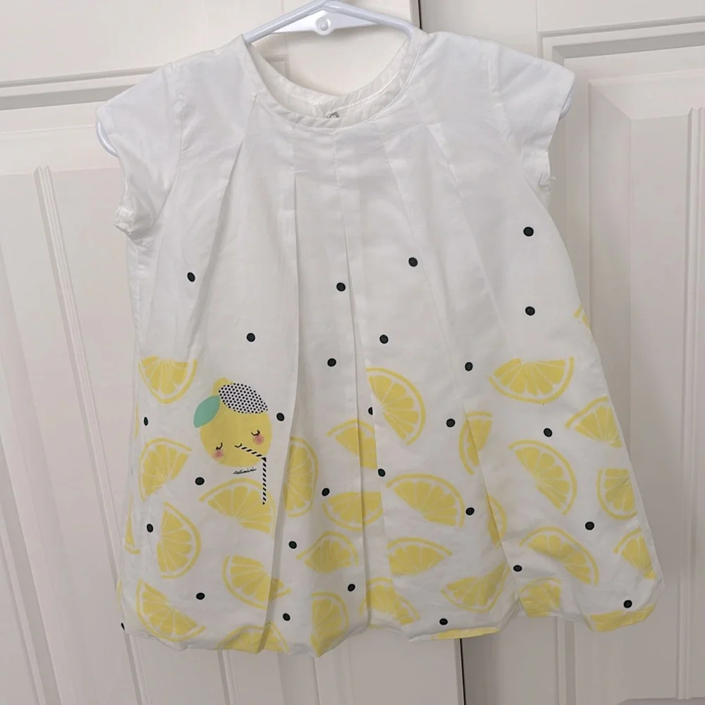 Catimini Lemon Print Short Sleeve Dress Size 18 months